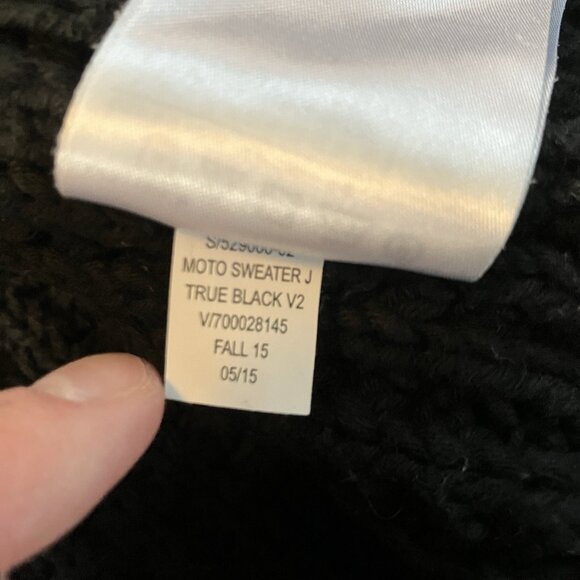 Y2K Gap Black Moto Cardigan Sweater Womens S Chunky Knit Cropped 2000s - Picture 7 of 9